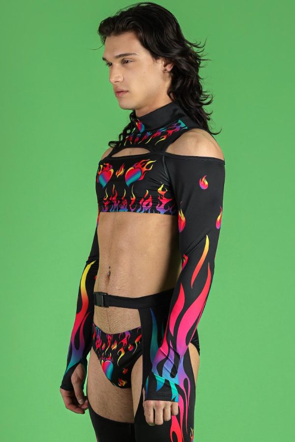 Burning Desire Men s Cold Shoulder Crop Top Discount - Image 4