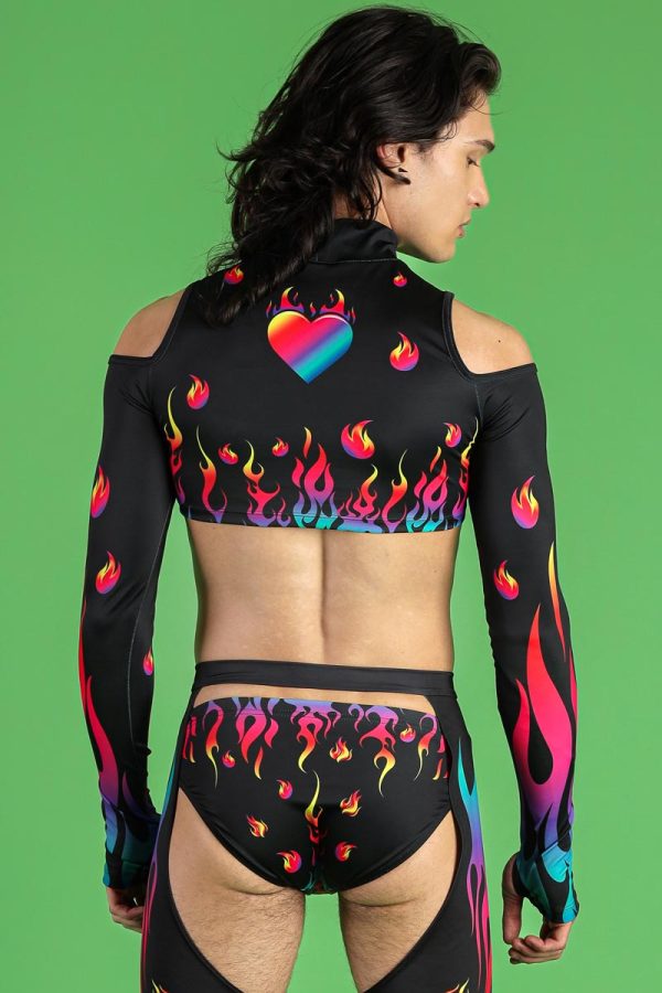Burning Desire Men s Cold Shoulder Crop Top Discount - Image 2