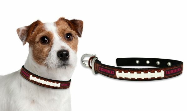 Arkansas Razorbacks Pet Collar Classic Football Leather Size Small Online Sale