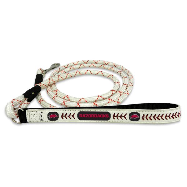 Arkansas Razorbacks Pet Leash Leather Frozen Rope Baseball Size Large Hot on Sale