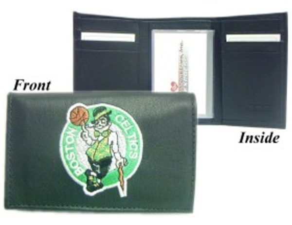 Boston Celtics Embroidered Leather Tri Fold Wallet Online Sale