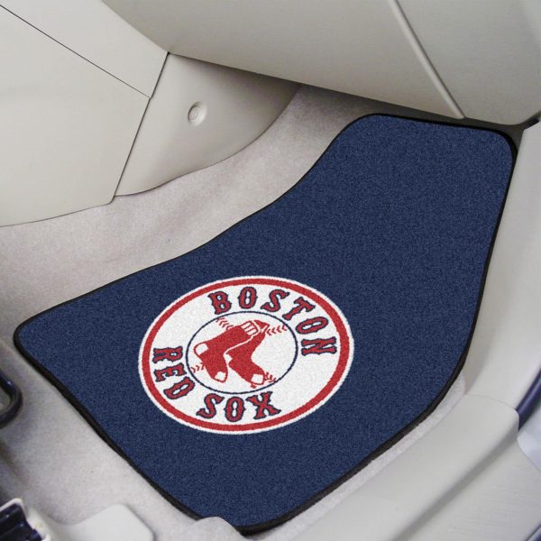 Boston Red Sox 2 pc Carpet Car Mat Set 17 x27  Online now - Image 2