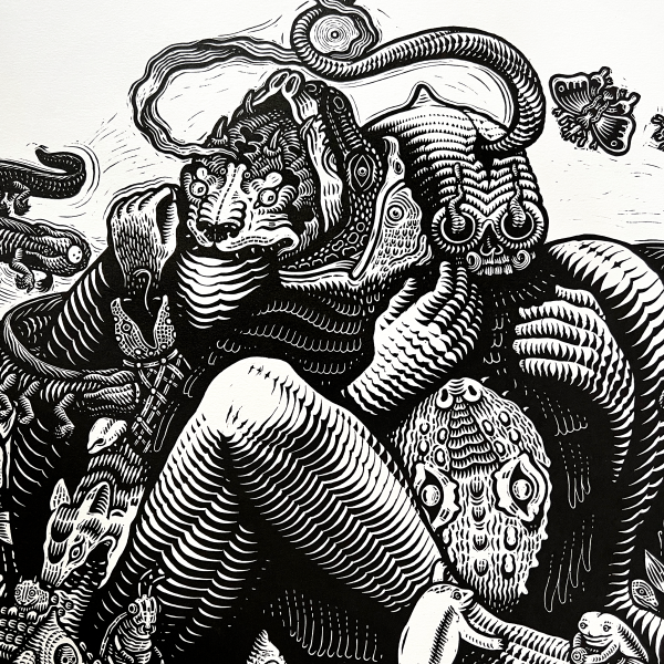 Mazatl & Kathleen Neeley  Luz & Sombra  Linocut Print For Cheap - Image 3