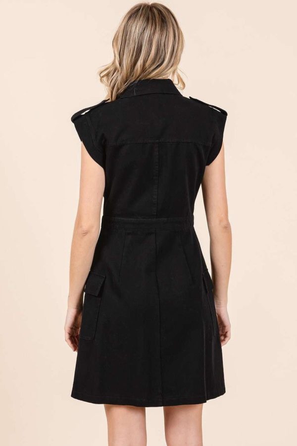 Mittoshop Cargo Pocket Half Button Mini Dress Supply - Image 2